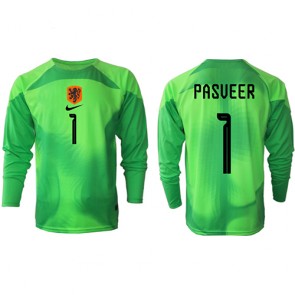 Lacne Muži Futbalové dres Holandsko Remko Pasveer #1 Brankarsky  MS 2022 Dlhy Rukáv - Domáci